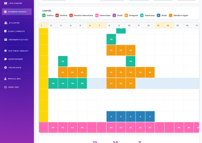 Cronometru Calendar de concedii in aplicatia Pontajj Angajati